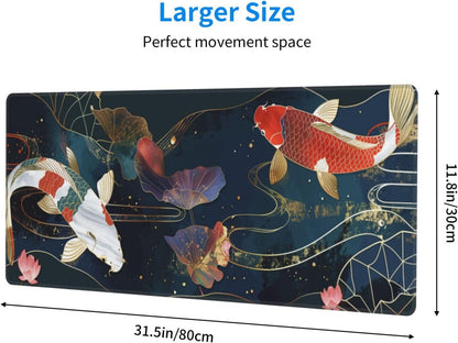 Japanese Mouse Pad, Large Japanese Desk Mat, XL Anime Gaming Keyboard Mat, Non-Slip Rubber Base, Big Extended Desk Protector for Home Office, 31.5”x11.8”