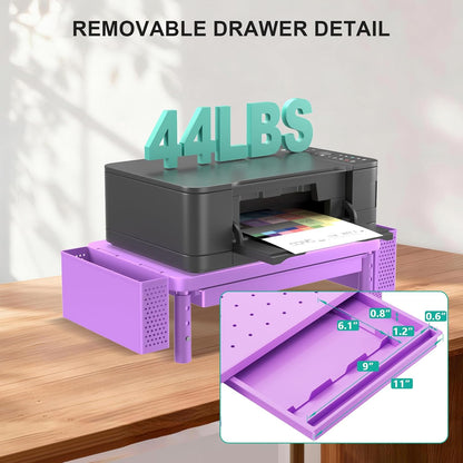 WALI Monitor Stand Riser with Drawer, Desk Organizers and Accessories for Computer, Printer, Laptop Stand for Home Office Supplies, (PTT005-B), 1 Pack, Black