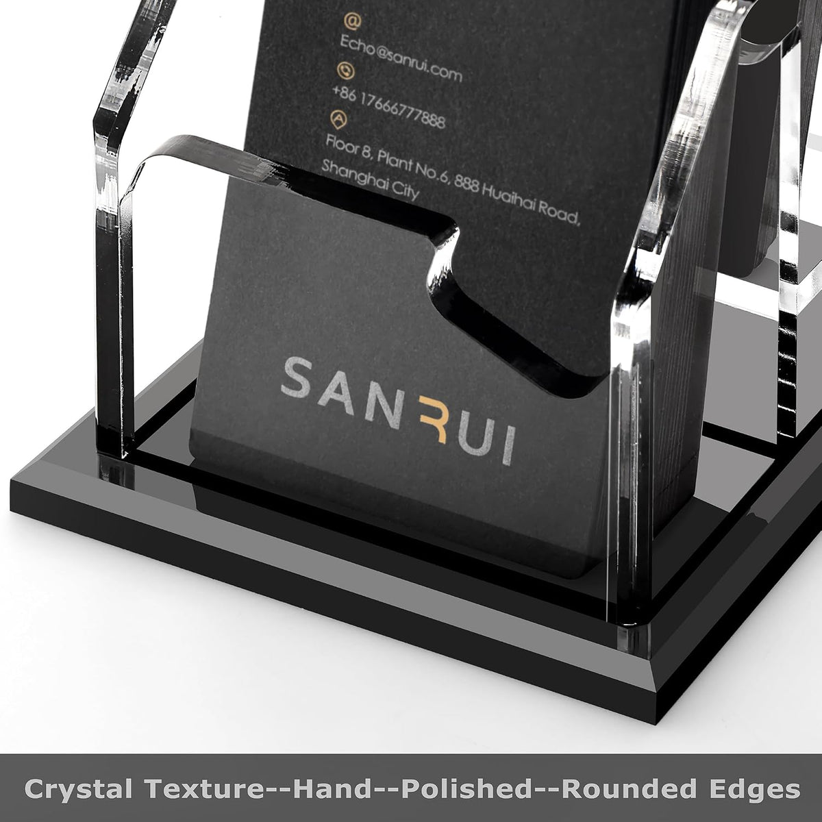 Black Business Card Holder for Desk 1 Slot Clear Acrylic Horizontal