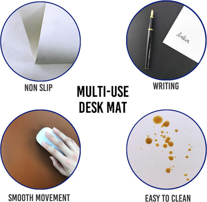 Aothia Leather Office Desk Pad Protector, Non-Slip PU Leather Desk Blotter, Waterproof Laptop Writing Mouse Pad for Office and Home, Black, 31.5" x 15.7" - Colors A