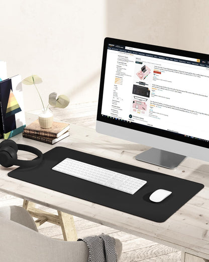 YSAGi Non-Slip Leather Desk Pad, Waterproof Laptop Computer Desk Keyboard Mat, Table Protector Blotter Mat, Large Mouse Pad for Office/Work/Home/Decor(Dark Brown, 31.5" x 15.7")