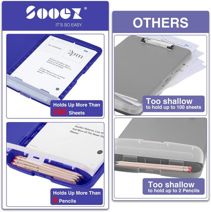 Clipboard with Storage, Clip Board 8.5 x 11 with Pen Holder, High Capacity Plastic Organization Case Box for Letter Legal A4 Size Paper, Nurses Teachers Must Haves, School & Office Supplies