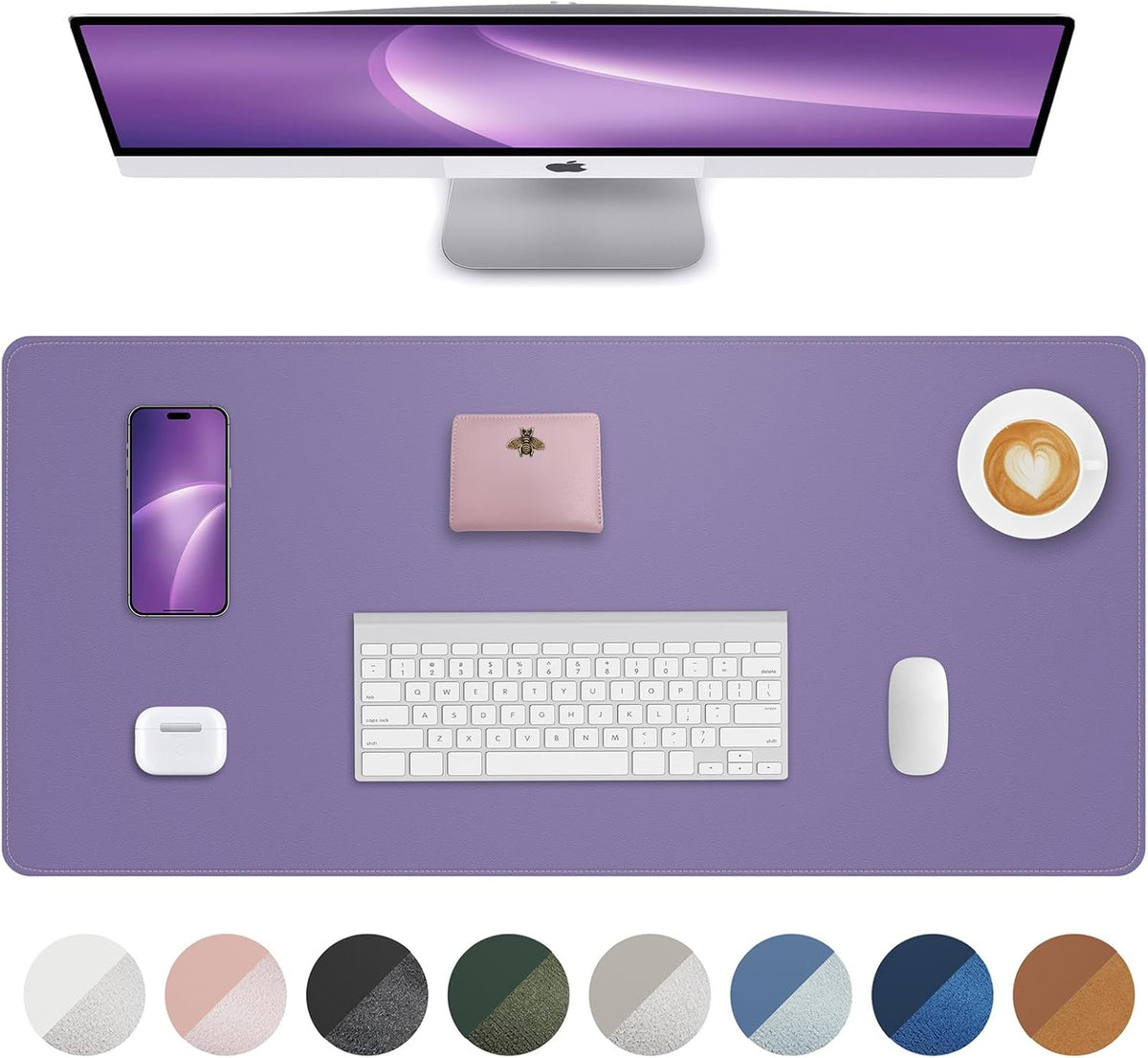 AFIING Large Desk Mat 55" x 24" - PU Leather Desk Pad Protector, Waterproof Non-Slip Extended Mouse Pad for Office Desk, Keyboard, Laptop and Home Workspace (Black)