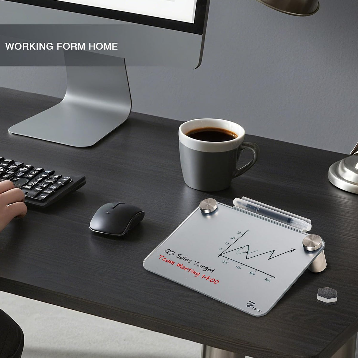 Small Glass Desktop Whiteboard Dry-Erase, Mini Pure Glass Whiteboard Stand