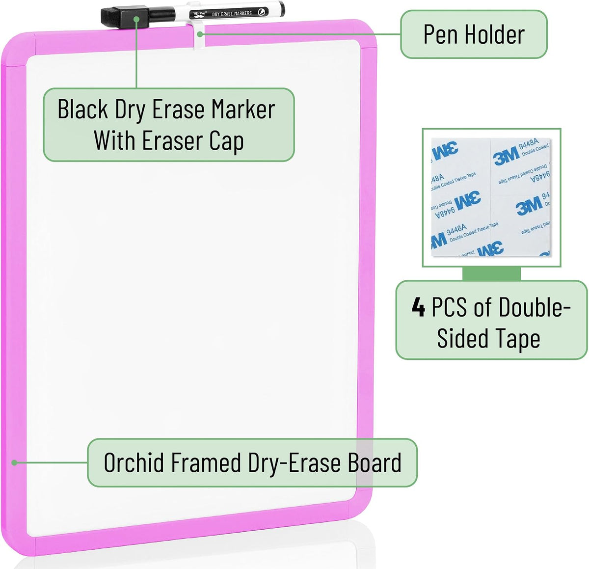 Dry Erase Board, 14” x 11”, White Frame