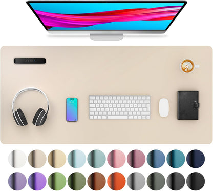 Aothia Leather Office Desk Pad Protector, Non-Slip PU Leather Desk Blotter, Waterproof Laptop Writing Mouse Pad for Office and Home, Black, 31.5" x 15.7" - Colors B
