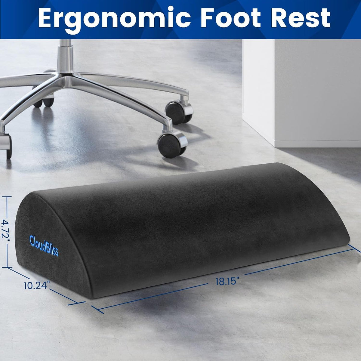 Foot Rest for Under Desk at Work,Office Desk Accessories with Soft Foam and Washable Removable Cover, Foot Stool for Office, Car, Home to Foot Support and Relax Ankles, Black
