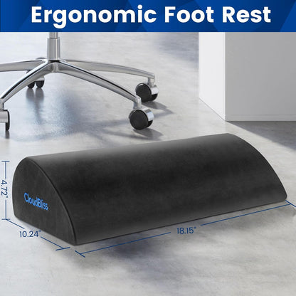 Foot Rest for Under Desk at Work,Office Desk Accessories with Soft Foam and Washable Removable Cover, Foot Stool for Office, Car, Home to Foot Support and Relax Ankles, Black