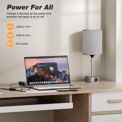 Dicoool Bedside Table Lamp for Bedroom - Small Desk Lamp with USB Ports