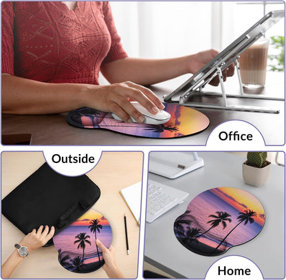 KONVINIT Ergonomic Mouse Pad with Wrist Rest, Small Mousepad with Non-Slip Rubber Base and Smooth Surface, Beach Mouse Pads for Desk, Office Desk Accessories