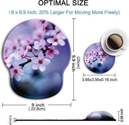 Ergonomic Mouse Pad with Wrist Support Rest,Large Mousepad Gel Wrist Rest, with Coaster Non-Slip & Pain Relief for Computer, Desk, Home&Office-Beach - Colors B