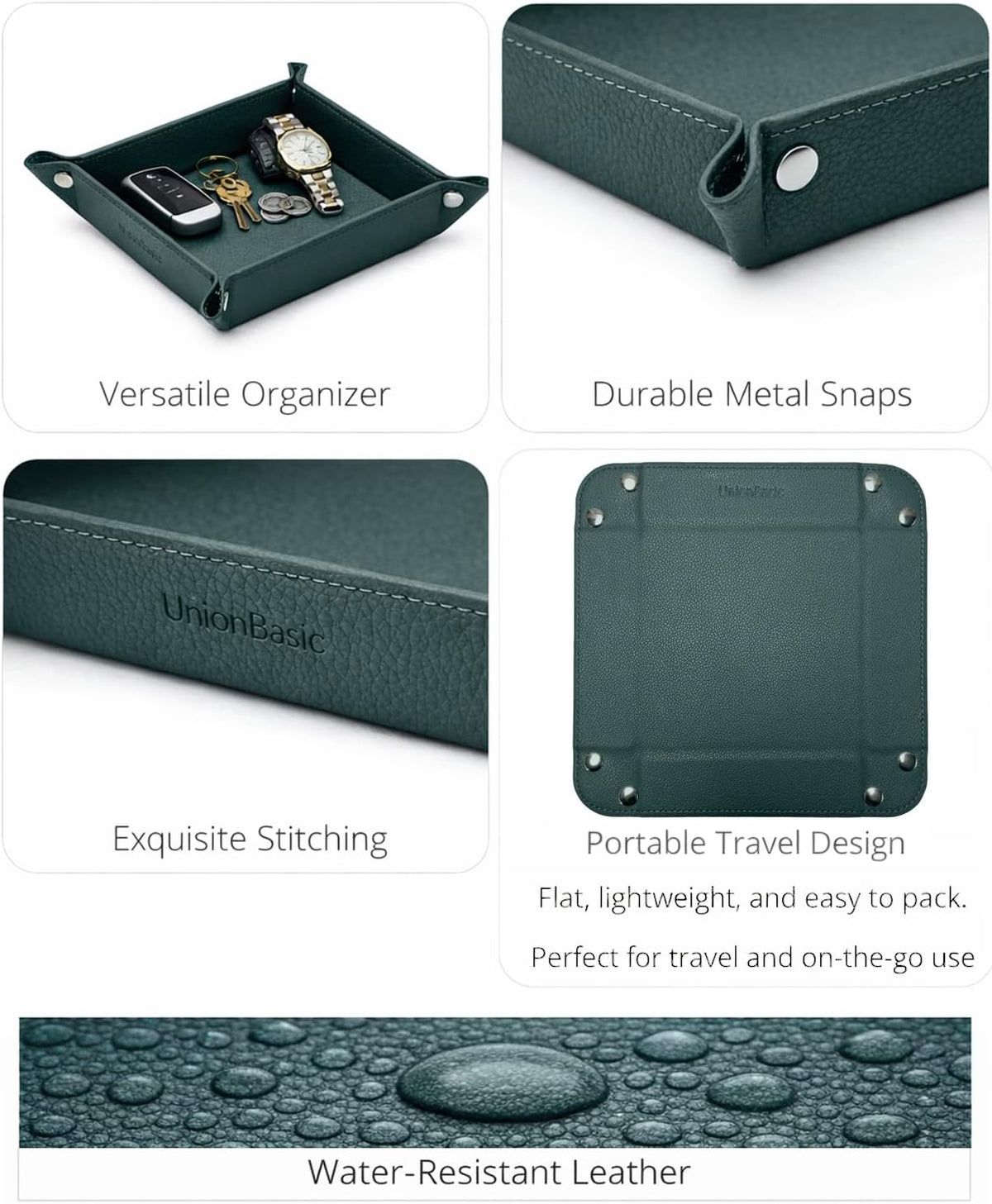 UnionBasic Small Valet Tray, Jewelry Tray for Rings Watches Earrings, Entryway Catchall Caddy for Coins Keys Change, Nightstand Bedside Valet Holder, Trays for Electronic Gadgets, Beige - Colors B