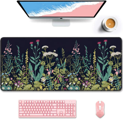 Auhoahsil Desk Mat, Ultra Large Mouse Pad, XXL Gaming Mousepad, Green Tropical Leaves Deskpad, Big Extended Full Size Mouse Pad, Desktop Desk Matt for Keyboard, Laptop & Computer, 35.5 x 15.7 in - Colors A