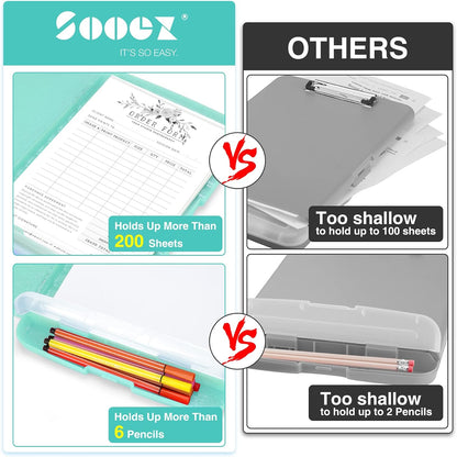 Clipboard with Storage, Clip Board 8.5 x 11 with Pen Holder, High Capacity Plastic Organization Case Box for Letter Legal A4 Size Paper, Nurses Teachers Must Haves, School & Office Supplies