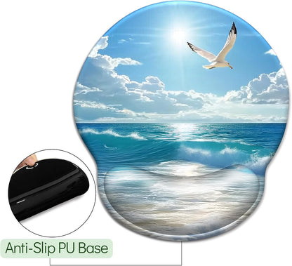 LIMKRIAN Cat Ergonomic Mouse Pad with Wrist Rest, Gaming Mouse Pad with Wrist Support, Funny Mouse Pads for Desk, Computer Mousepad with Non-Slip Pain Relief PU Base, Cute Office Desk Accessories - Colors B