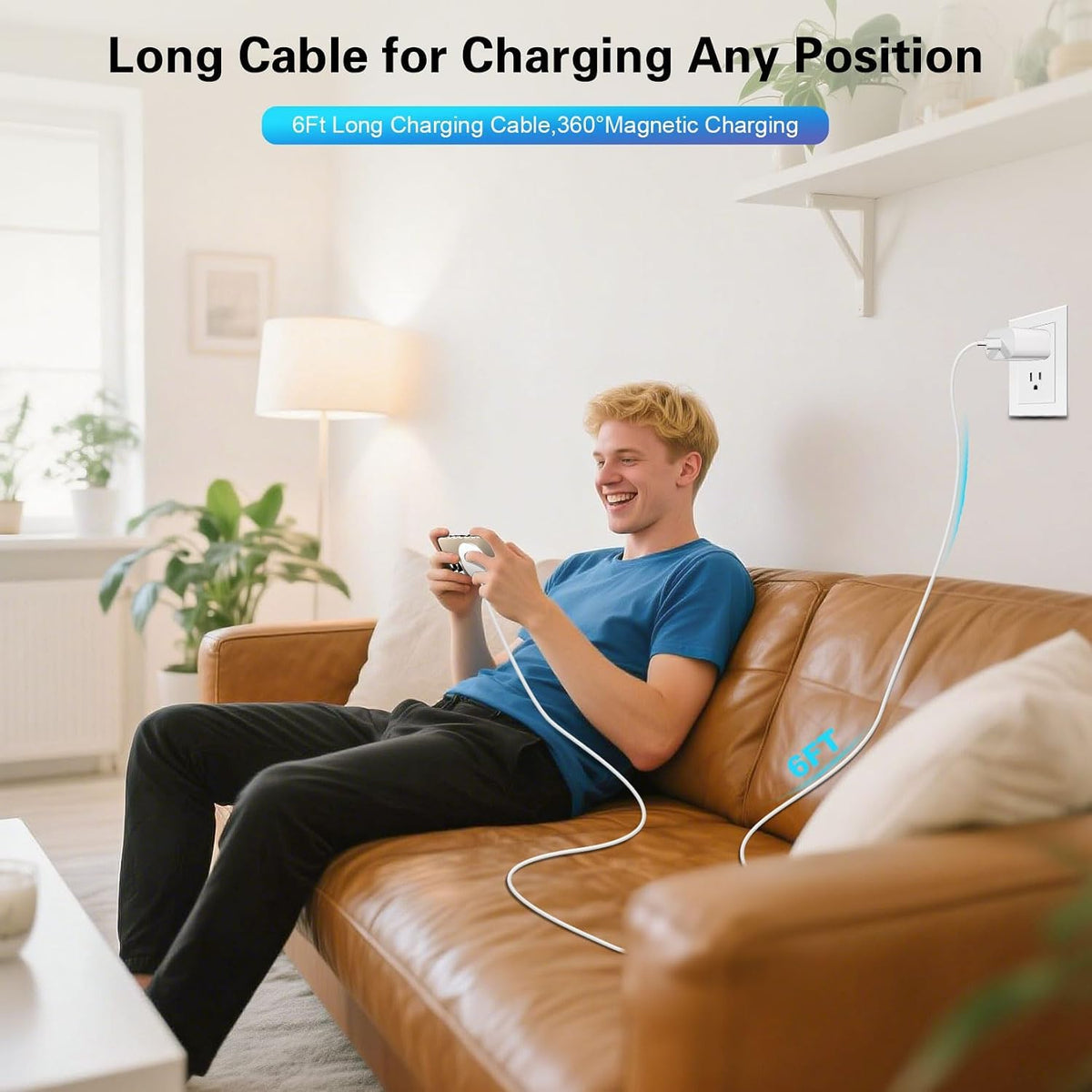 Magnetic Wireless Charger Apple Magsafe Charger,15W 6FT Fast iPhone Magnetic Wireless Charging Pad & USB C Apple Fast Charger Block for iPhone 16 ProMax/16 Pro/15 ProMax/15Plus/14/13/12/AirPods3/2/Pro