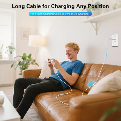 Magnetic Wireless Charger Apple Magsafe Charger,15W 6FT Fast iPhone Magnetic Wireless Charging Pad & USB C Apple Fast Charger Block for iPhone 16 ProMax/16 Pro/15 ProMax/15Plus/14/13/12/AirPods3/2/Pro