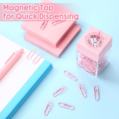 Outus 4 Pieces Magnetic Paper Clip Dispenser Holder Paperclip Dispenser for Desk, School, Office(Black)