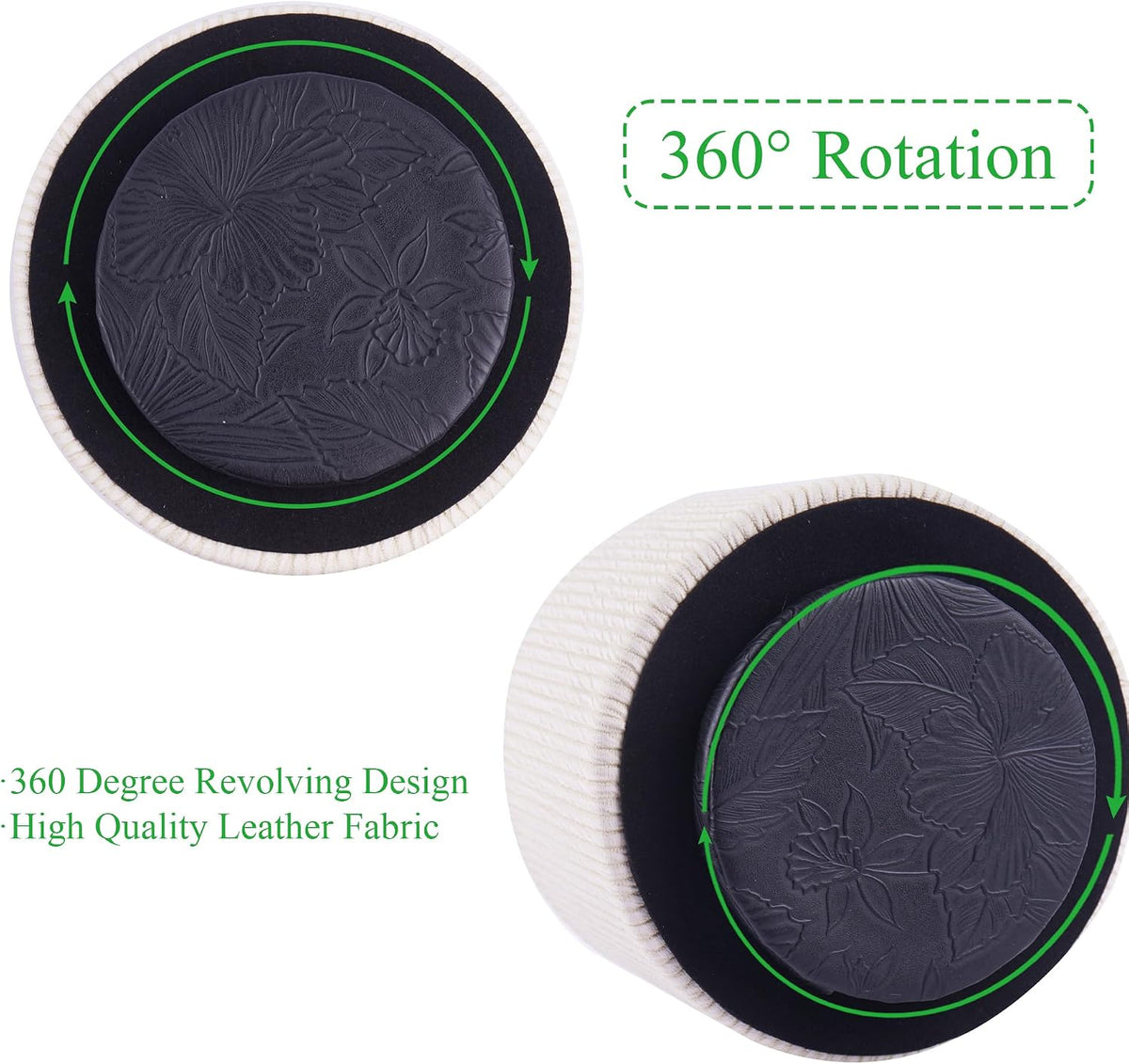 Round Leather Art Supply Organizer,Remote Control Holder,360 Degree Rotating,Multi-Functional Pencil Holder,4 Compartments Desktop Stationary Organizer(1-Blue Bird) - Colors C