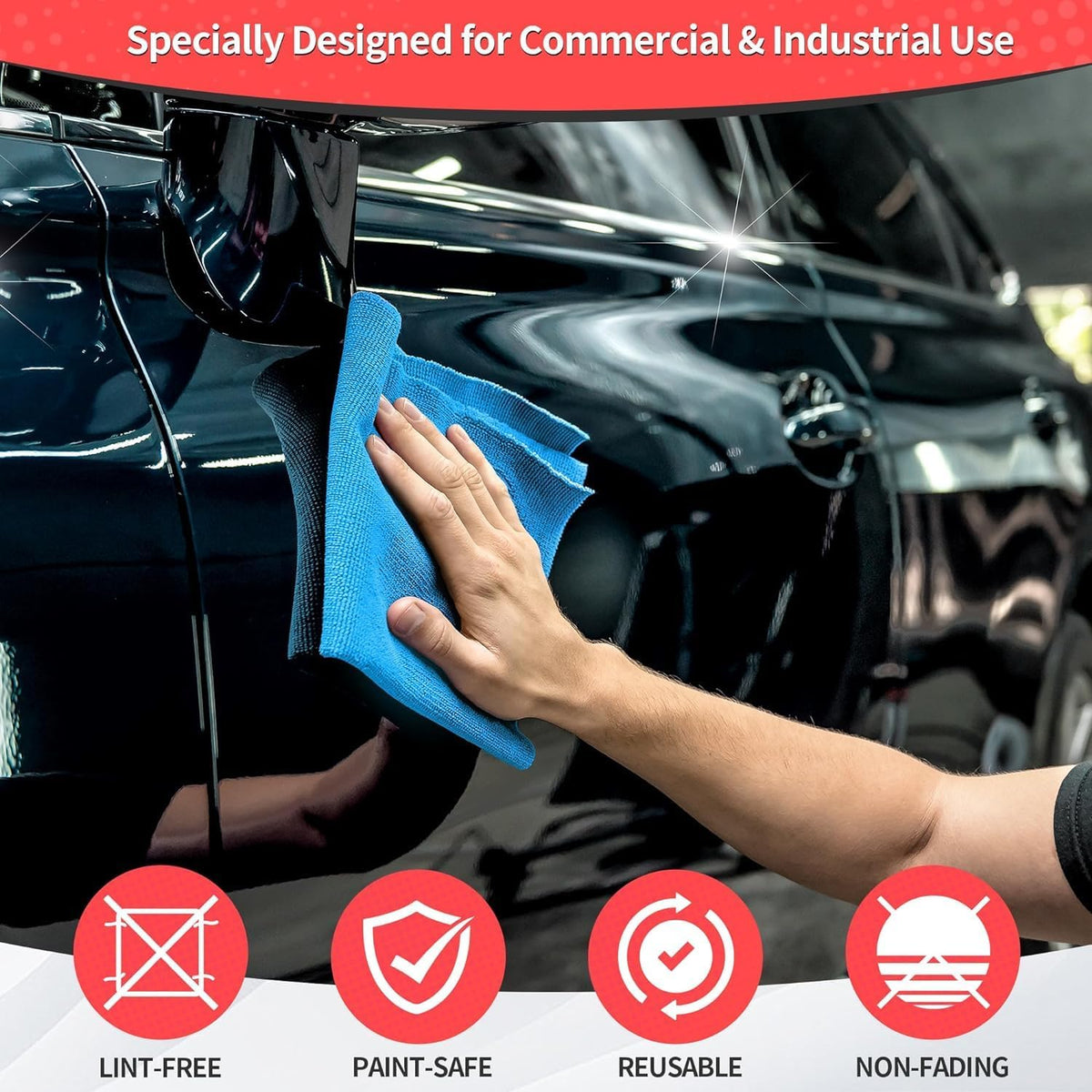 Microfiber Cleaning Cloth, Cleaning Rags Microfiber Towel Bulk Absorbent Lint-Free Wash Cloths, All-Purpose Shop Towels for Cars, Automotive, Garage, Home & Kitchen 11.5"*11.5"
