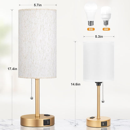 Dicoool Bedside Table Lamp for Bedroom - Small Desk Lamp with USB Ports