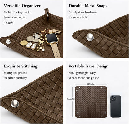 UnionBasic Small Valet Tray, Jewelry Tray for Rings Watches Earrings, Entryway Catchall Caddy for Coins Keys Change, Nightstand Bedside Valet Holder, Trays for Electronic Gadgets, Beige - Colors B