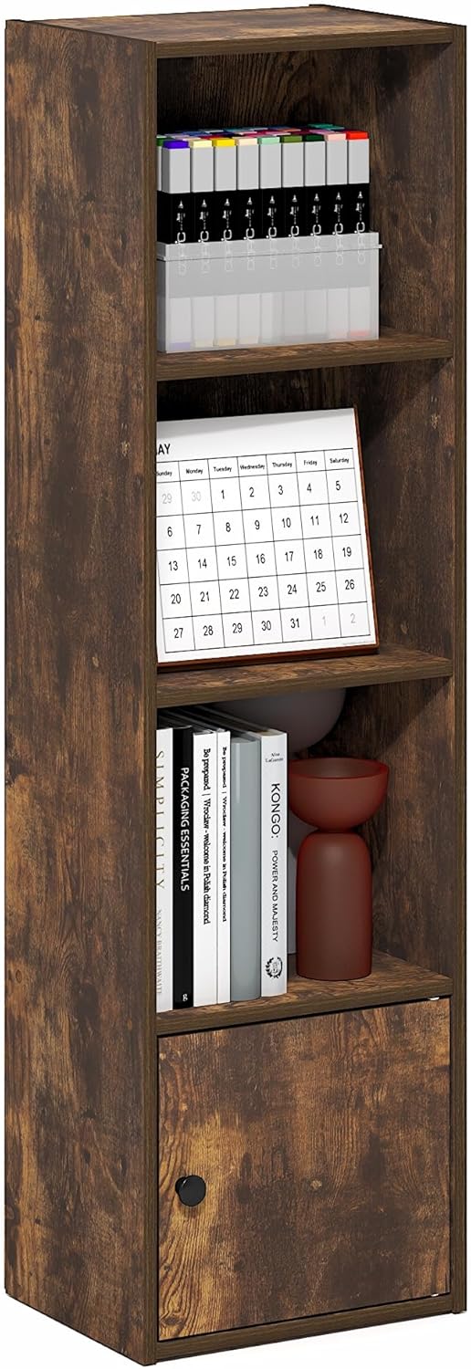 Furinno PASIR Book Shelf, 2-Tier Modern Bookshelf, Open Shelves Bookcase 9 x 12 x 21, Easy Assembly, for Living Room, Bedroom, Home Office, White