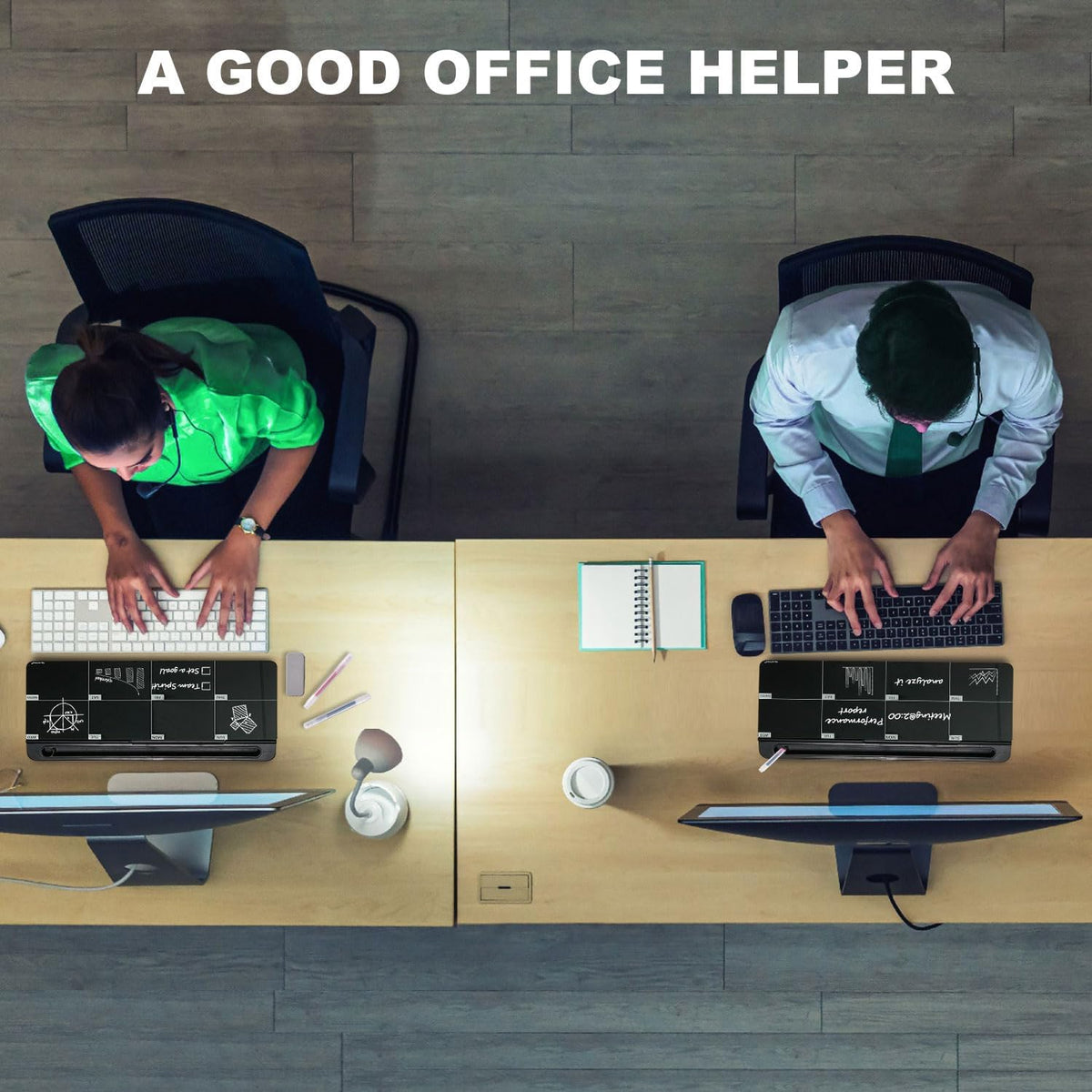 TSJ OFFICE Desktop Whiteboard Dry-Erase-Board - Computer Keyboard Stand White Board Surface Pad with Drawer, Desk Organizers with Accessories for Office, Home, School Supplies - Black
