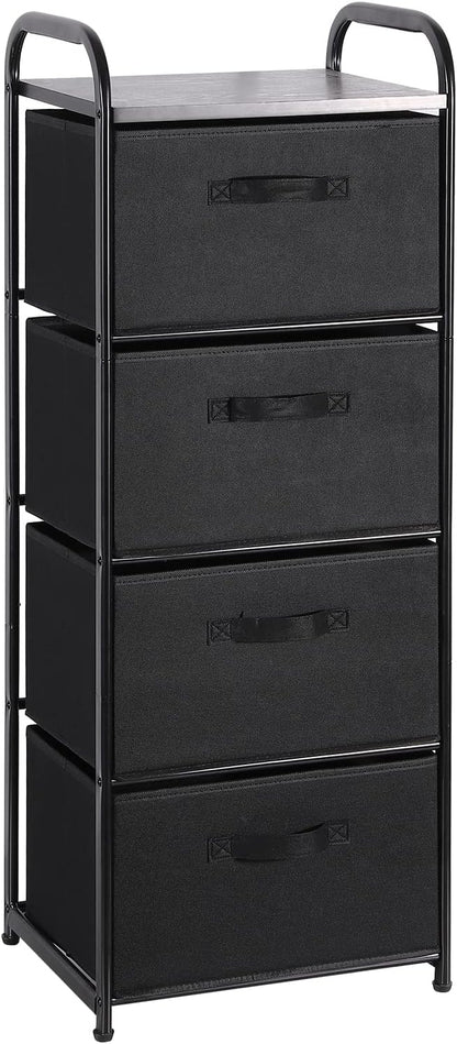 Dresser Storage with 3 Drawers, Fabric Dresser Tower, Vertical Storage Unit for Bedroom, Closet, Office, Black