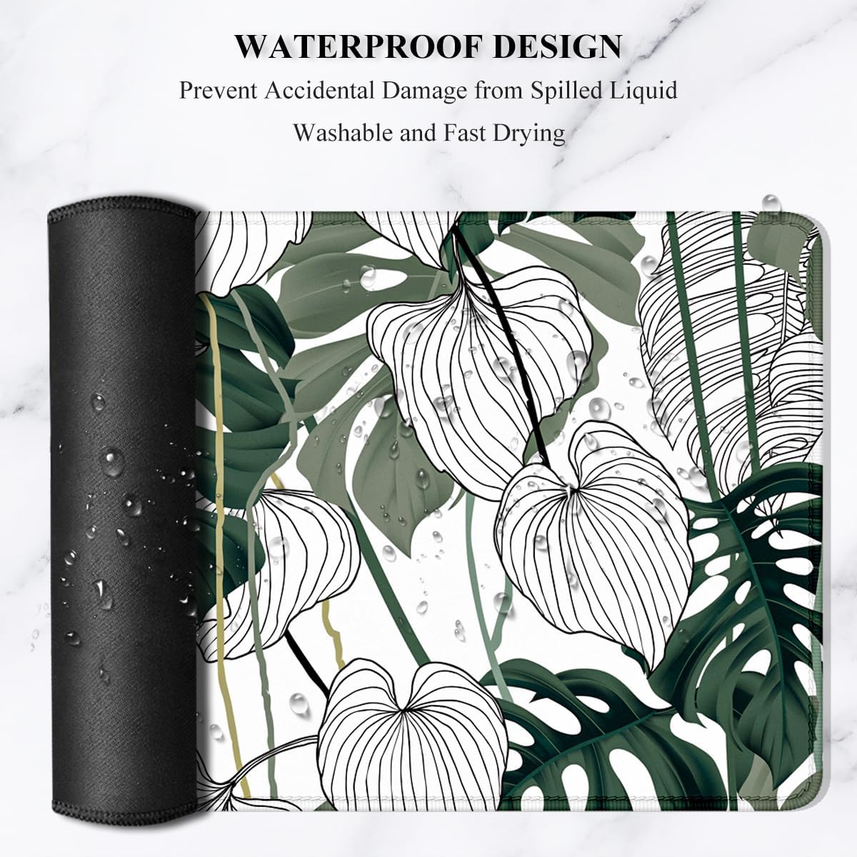Auhoahsil Desk Mat, Ultra Large Mouse Pad, XXL Gaming Mousepad, Green Tropical Leaves Deskpad, Big Extended Full Size Mouse Pad, Desktop Desk Matt for Keyboard, Laptop & Computer, 35.5 x 15.7 in - Colors A
