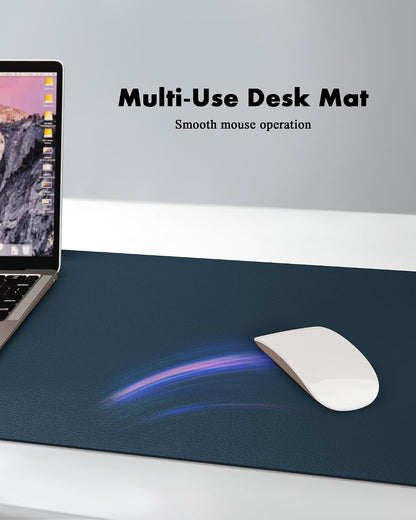 Double-Sided Desk Pad, 31.5"x15.7"Leather Desk Mat, Eco Cork Desk Pad Protector,Large Mouse Pad,Waterproof Desk Blotter for Office/Home(Coffee)