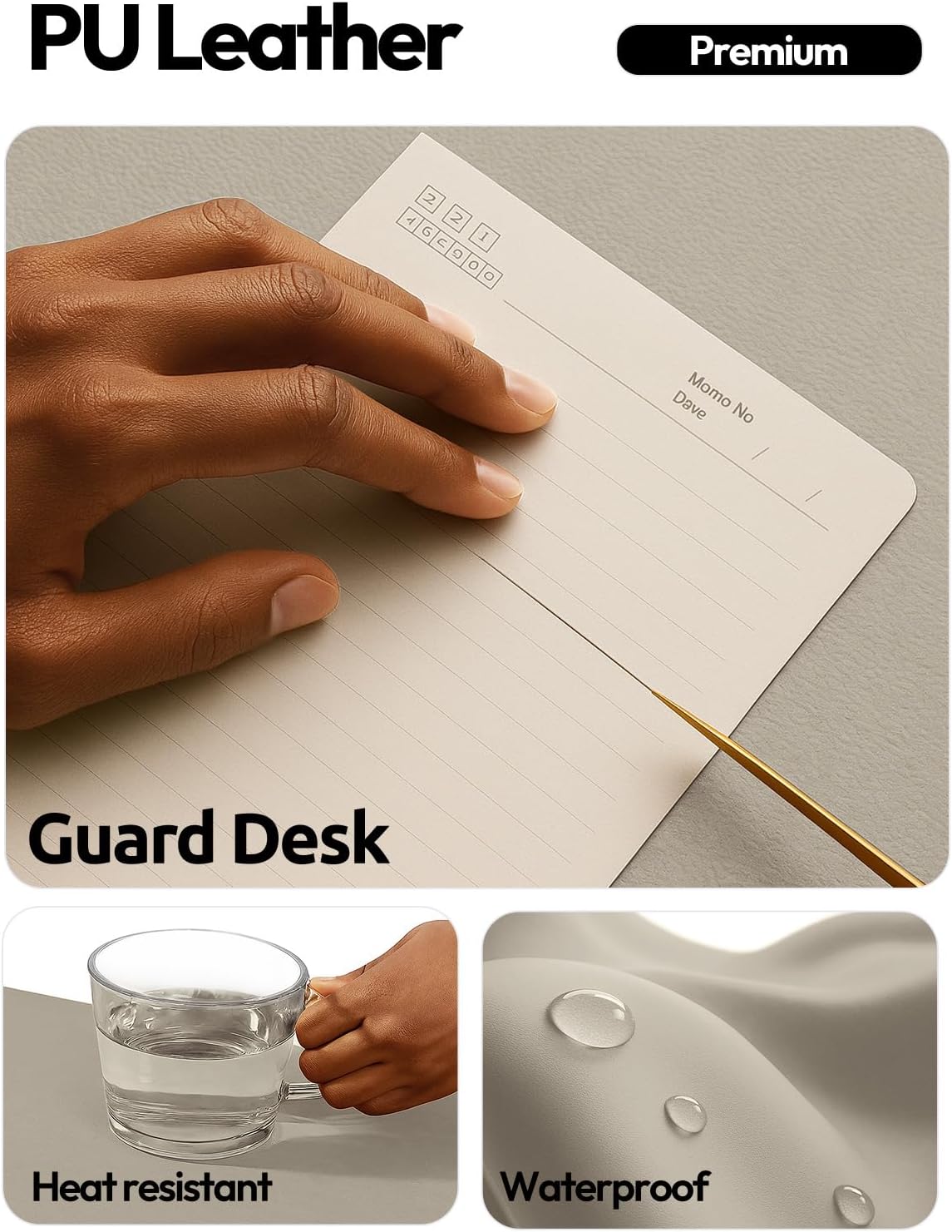 YSAGi Leather Desk Pad Protector, Office Desk Mat, Large Mouse Pad, Non-Slip PU Leather Desk Blotter, Waterproof Laptop Desk Writing Pad for Office and Home (23.6" x 13.8", Eggshell) - Colors A