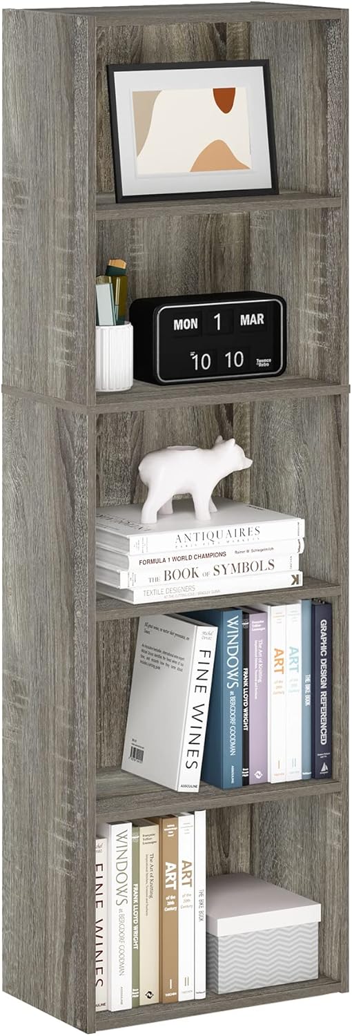 Furinno PASIR Book Shelf, 2-Tier Modern Bookshelf, Open Shelves Bookcase 9 x 12 x 21, Easy Assembly, for Living Room, Bedroom, Home Office, White