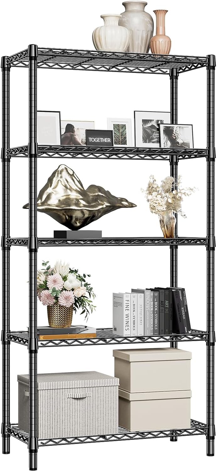 M MZG 450 lbs Steel Storage Shelving 3-Tier Utility Shelving Unit Steel Organizer Wire Rack for Home,Kitchen,Office (11.8" D x 17.7" W x 26.3" H) - Colors A