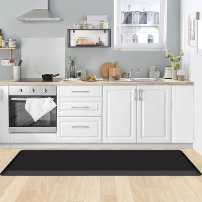 KitchenClouds Kitchen Mat Cushioned Anti Fatigue Rug 17.3"x28" Water Resistant, Non Slip, Standing and Comfort Desk/Floor Mats for House Sink Office (Black)