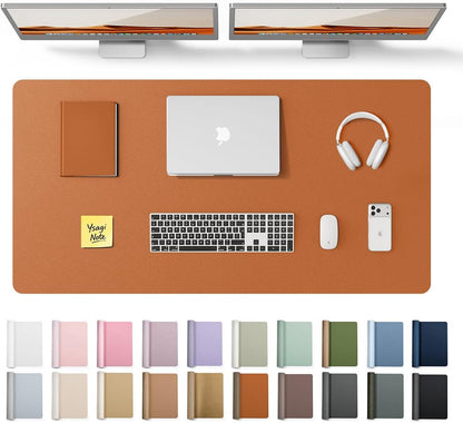 YSAGi Leather Desk Pad Protector, Office Desk Mat, Large Mouse Pad, Non-Slip PU Leather Desk Blotter, Waterproof Laptop Desk Writing Pad for Office and Home (23.6" x 13.8", Eggshell) - Colors A