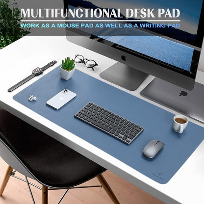 K KNODEL Large Office Leather Desk Mat, Mouse and Keyboard Pad, Computer and Laptop Mat, Desktop Protector and Cover, Writing Pad and Blotter (31.5"x15.7", Black)