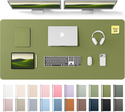 YSAGi Leather Desk Pad Protector, Office Desk Mat, Large Mouse Pad, Non-Slip PU Leather Desk Blotter, Waterproof Laptop Desk Writing Pad for Office and Home (23.6" x 13.8", Eggshell) - Colors B