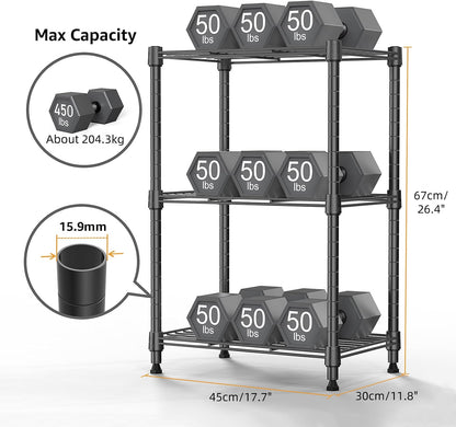 M MZG 450 lbs Steel Storage Shelving 3-Tier Utility Shelving Unit Steel Organizer Wire Rack for Home,Kitchen,Office (11.8" D x 17.7" W x 26.3" H) - Colors A
