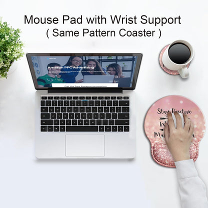 Ergonomic Mouse Pad with Wrist Support Rest,Large Mousepad Gel Wrist Rest, with Coaster Non-Slip & Pain Relief for Computer, Desk, Home&Office-Beach - Colors B