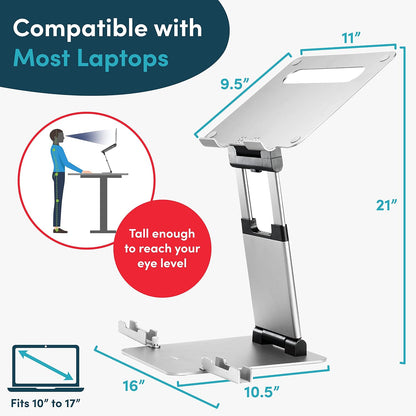 Lifelong Ergonomic Adjustable Laptop Stand for Desk, Extra Tall 20” Height Aluminum Laptop Riser, Portable Foldable Computer Stand, Fits 10-17” Laptops for Office Meetings, Teamwork & Desk Setup
