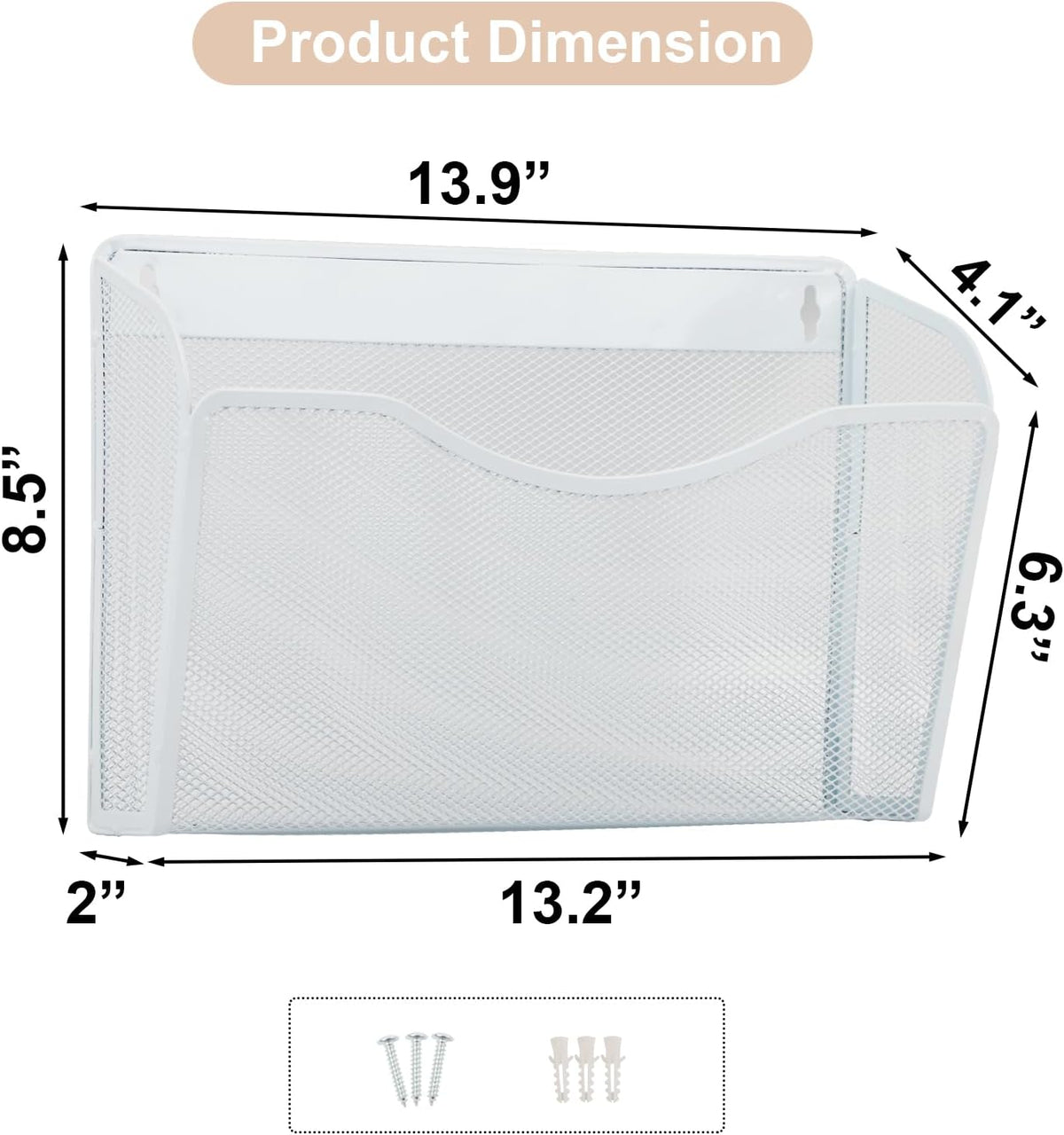 EASEPRES 3 Single Pocket Mesh Hanging File Organizer, Vertical Wall Mounted Magazine File Holder, Mount Basket Mail Paper Document Folder Organizing for Office, Home and School, Black
