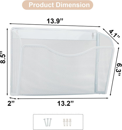 EASEPRES 3 Single Pocket Mesh Hanging File Organizer, Vertical Wall Mounted Magazine File Holder, Mount Basket Mail Paper Document Folder Organizing for Office, Home and School, Black