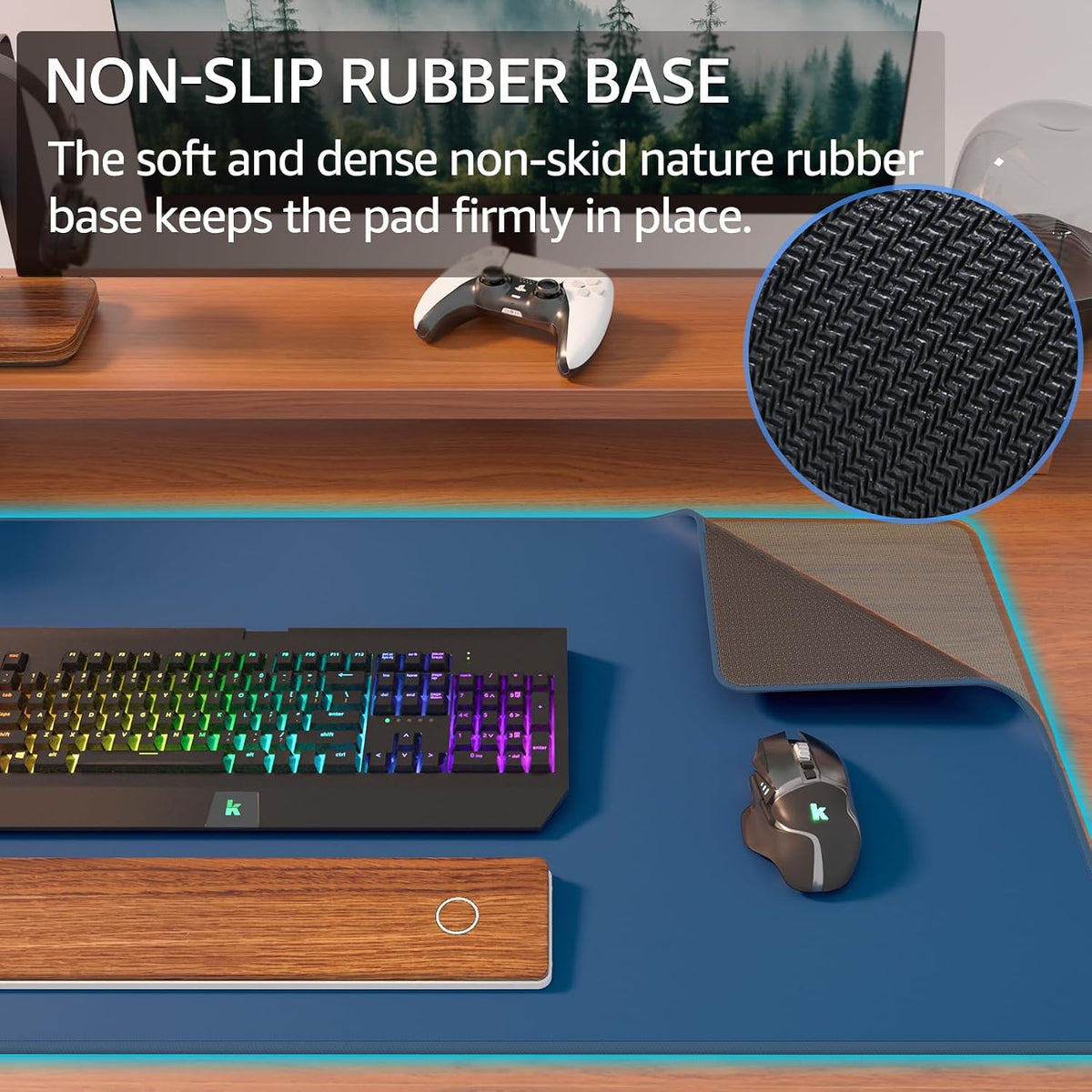 KTRIO Large Gaming Mouse Pad Desk Mat for Gamer, 31.5" x 11.8", Black, XL | Extended Size Design, Superior Micro-Weave Cloth, Non-Slip Rubber Base, Durable Stitched Edges, Water-Resistant Coating