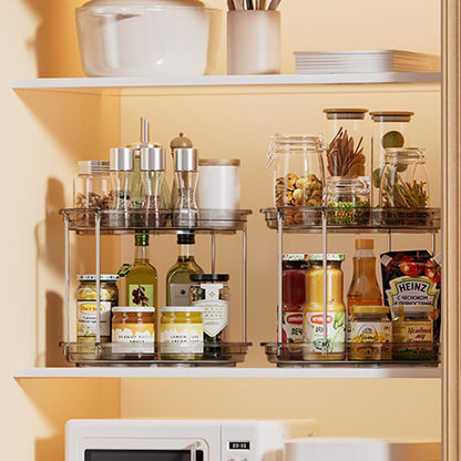 LAMU 2 Tier Lazy Susan Turntable Organizer 9.25'' Rotating Spice Rack Organization for Cabinet, Kitchen, Pantry, Countertop, Bathroom, Vanity, Medicine Cabinet Organizer, Clear