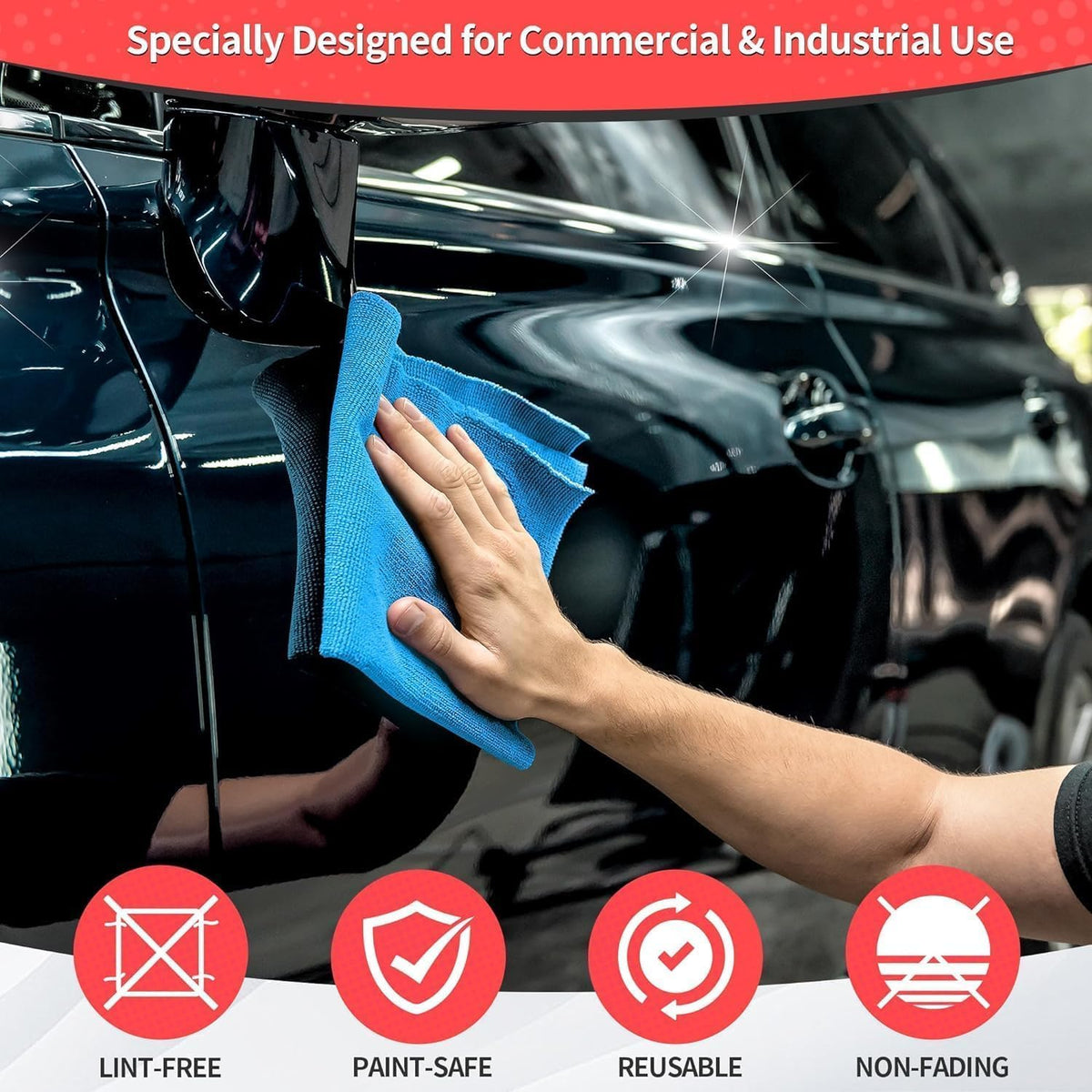 Microfiber Cleaning Cloth, Cleaning Rags Microfiber Towel Bulk Absorbent Lint-Free Wash Cloths, All-Purpose Shop Towels for Cars, Automotive, Garage, Home & Kitchen 11.5"*11.5"