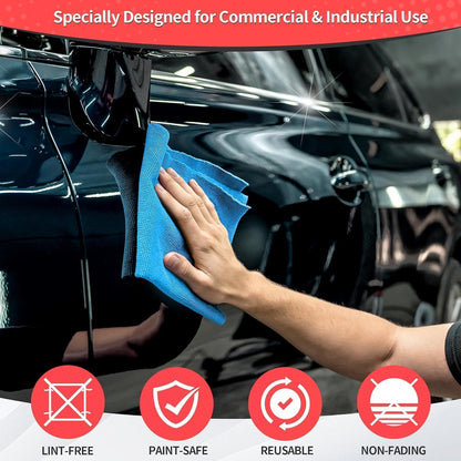 Microfiber Cleaning Cloth, Cleaning Rags Microfiber Towel Bulk Absorbent Lint-Free Wash Cloths, All-Purpose Shop Towels for Cars, Automotive, Garage, Home & Kitchen 11.5"*11.5"