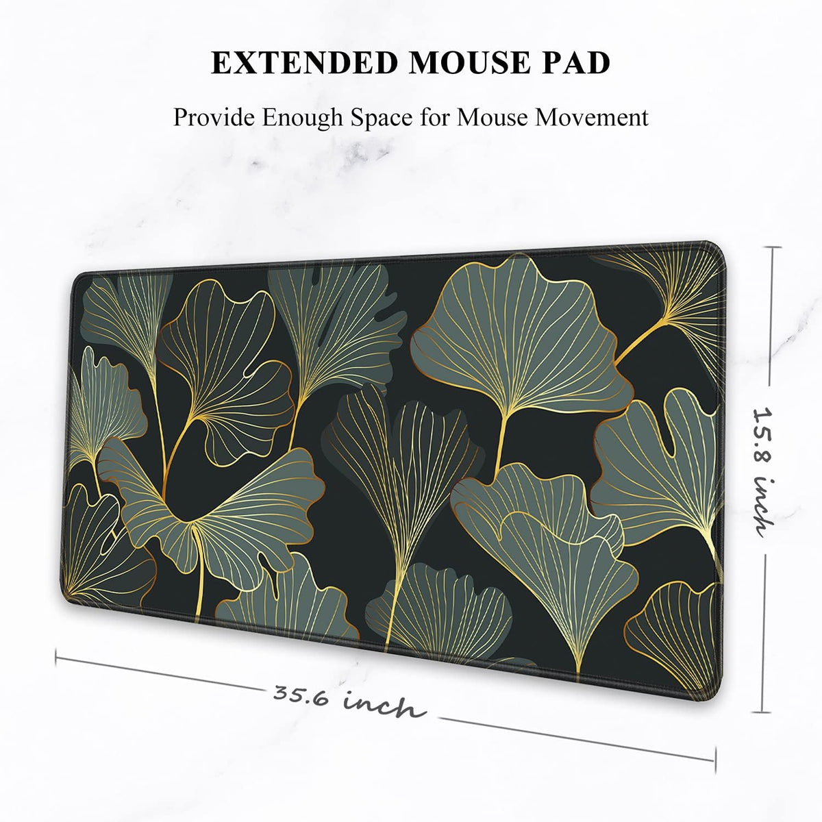 Auhoahsil Desk Mat, Ultra Large Mouse Pad, XXL Gaming Mousepad, Green Tropical Leaves Deskpad, Big Extended Full Size Mouse Pad, Desktop Desk Matt for Keyboard, Laptop & Computer, 35.5 x 15.7 in - Colors B