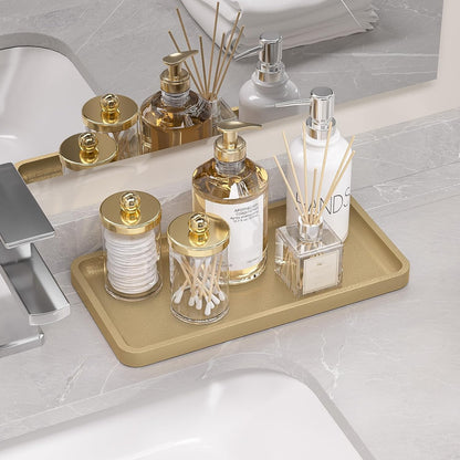 Small Bathroom Vanity Tray for Countertop Makeup Perfume Jewelry Decor Candle Keys, Small Black Kitchen Tray for Soap Dispenser Spice Bamboo Toilet Tray 7.9" L x 4" W x 0.79" H