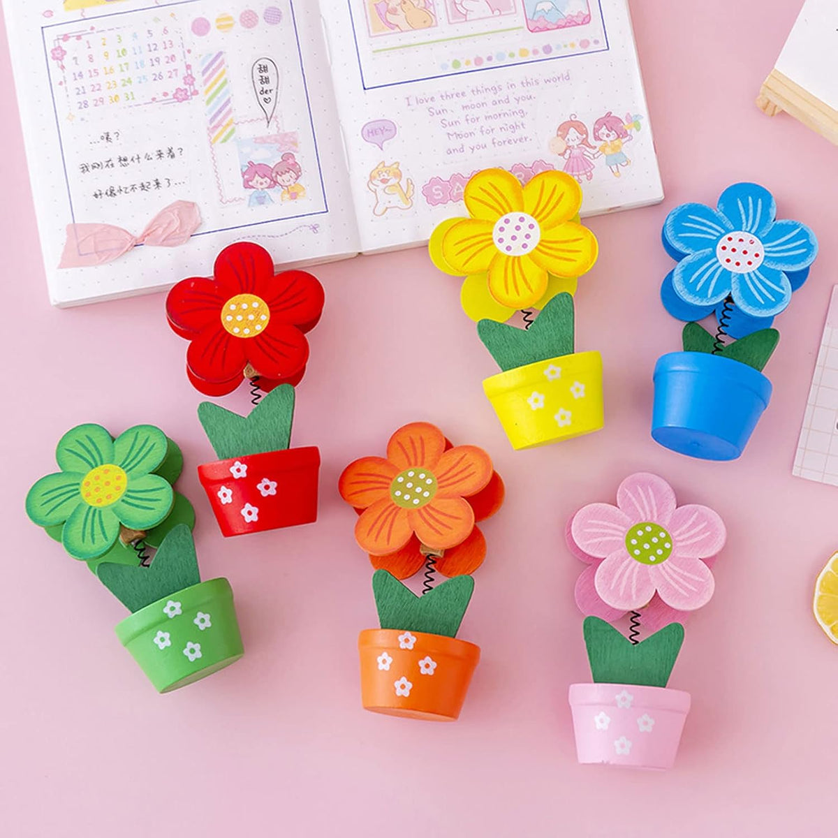 6 pcs Cute Flower Table Card Memo Holder Stand, Table Photo Display Clip Stand for Monmory Photo Picture Memo Cards Paper Note Postcards Wedding Number Card Display